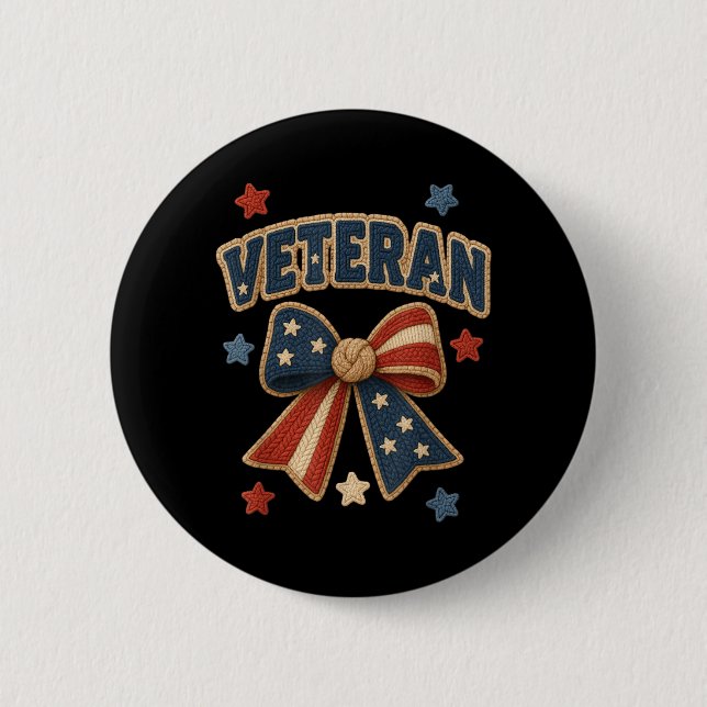 Veteran patriotischer süßer Bogen Sterne stolz Mil Button (Vorderseite)