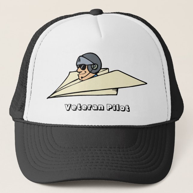 Veteran Pilot Papierflugzeug Funny Cartoon Truckerkappe (Vorderseite)