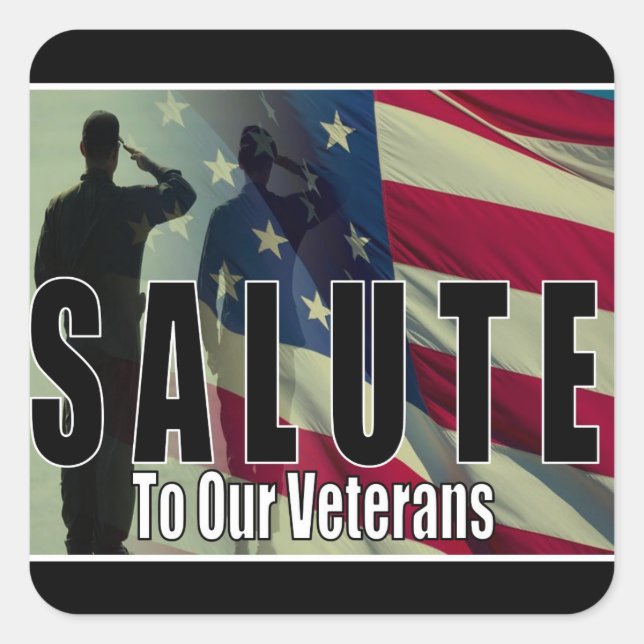 Veteran Salute Quadratischer Aufkleber (Vorderseite)
