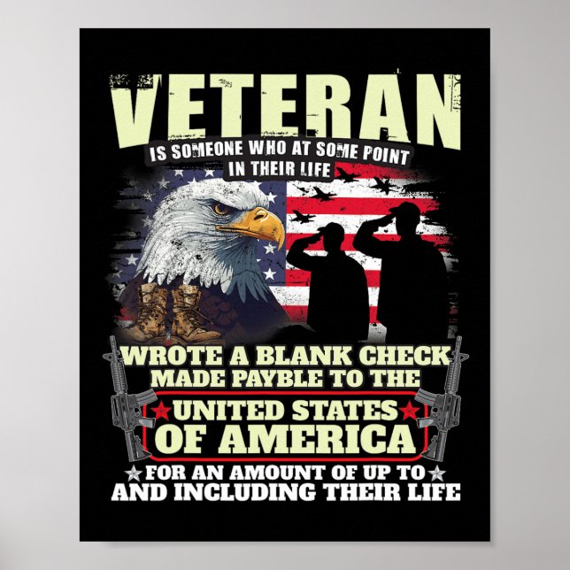 Veteran schrieb leere Karo Military Veteran Poster (Vorne)