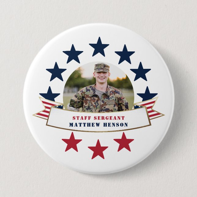 Veteran Service Foto Red White Blue Button (Vorderseite)