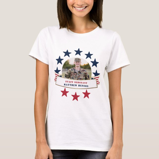 Veteran Service Foto Red White Blue T - Shirt (Vorderseite)