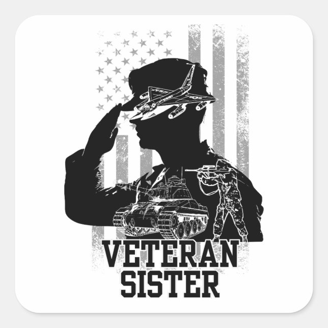 Veteran Sister Quadratischer Aufkleber (Vorderseite)
