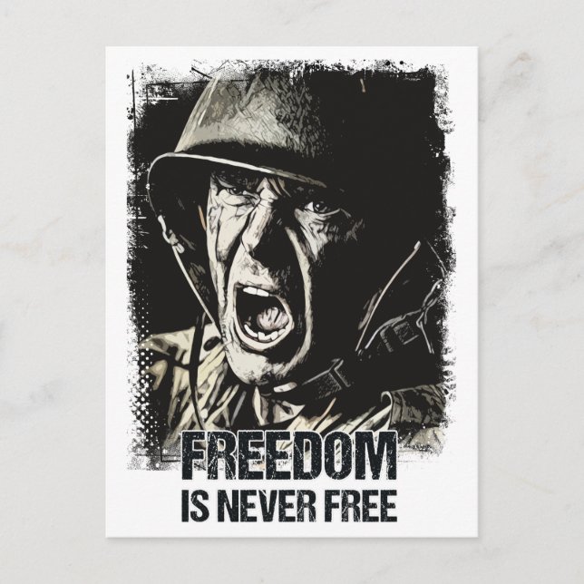 Veteran Soldier Vintages Patriotisches Zitat Postkarte (Vorderseite)