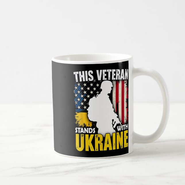 Veteran steht mit der Ukraine - Patriotische ameri Kaffeetasse (Rechts)