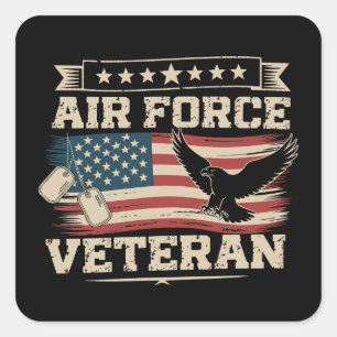 Veteran US Air Force Amerikanische Amerika-Flagge Quadratischer Aufkleber