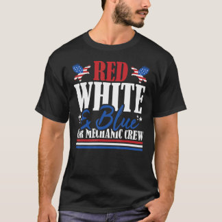 Veteran US Flag Red White & Blue Car Mechanical Cr T-Shirt