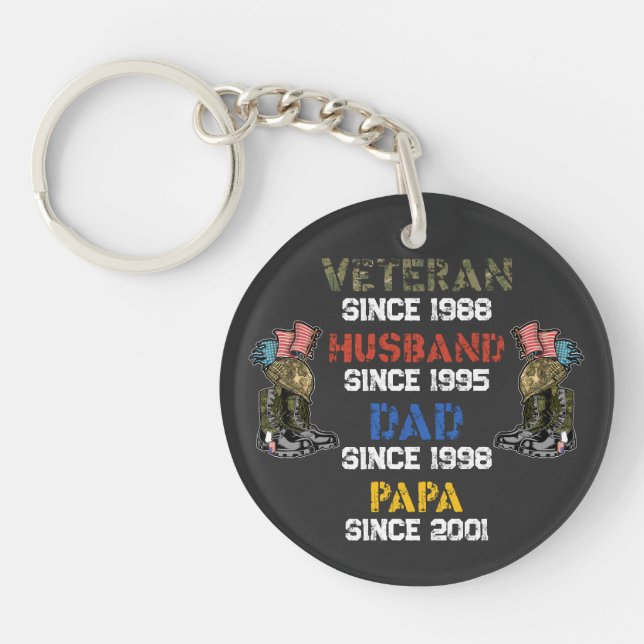 Veteran Vater Ehemann Vater Opa Familiengeschenk Schlüsselanhänger (Vorderseite)