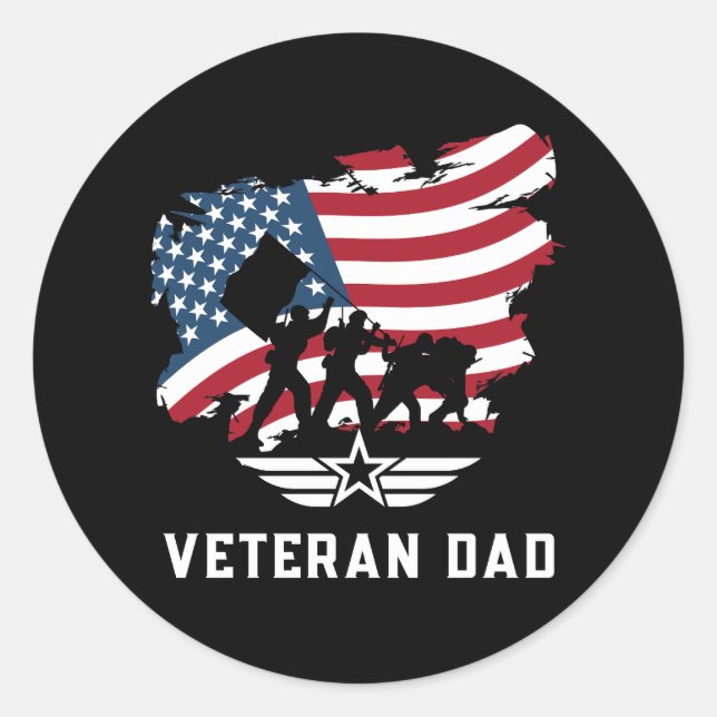Veteran Vater Runder Aufkleber (Vorderseite)