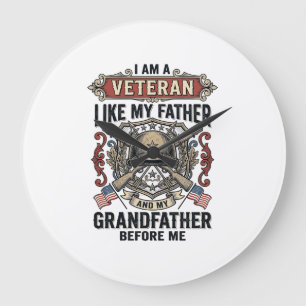 Veteran wie mein Vater Großvater vor mir Desig Große Wanduhr