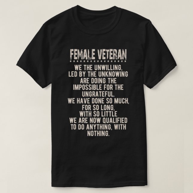 Veteran Woman Combat Patriotic T - Shirt (Design vorne)