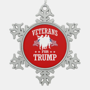 VETERANE FÜR TRUMPF SCHNEEFLOCKEN Zinn-Ornament