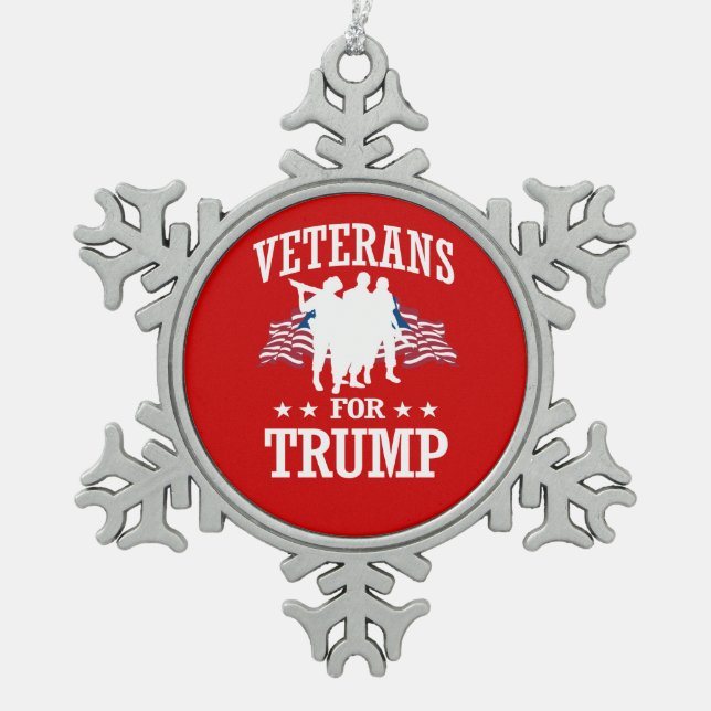 VETERANE FÜR TRUMPF SCHNEEFLOCKEN Zinn-Ornament (Vorderseite)