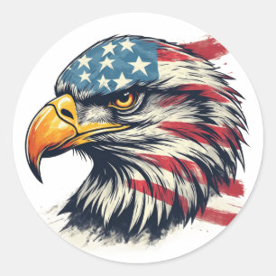 Veteranen-Adler-Geschenk – Amerikanisches Flaggen- Runder Aufkleber