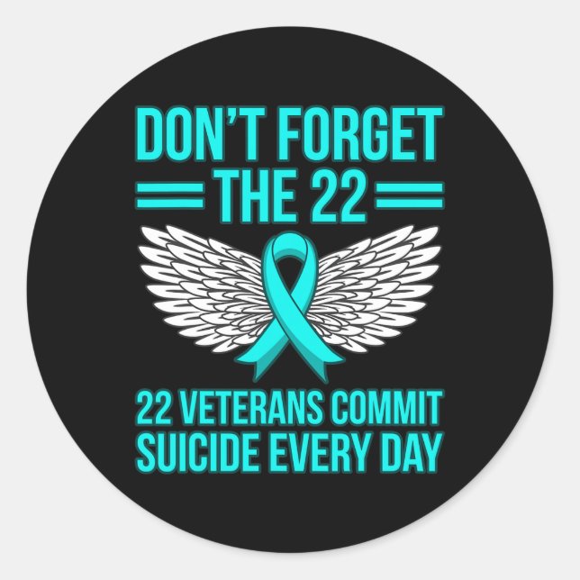 Veteranen begehen Selbstmord Ptsd Awareness Ribbon Runder Aufkleber (Vorderseite)