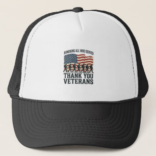 Veteranen Danke Ihnen Patriotische Militär-Flagge- Truckerkappe