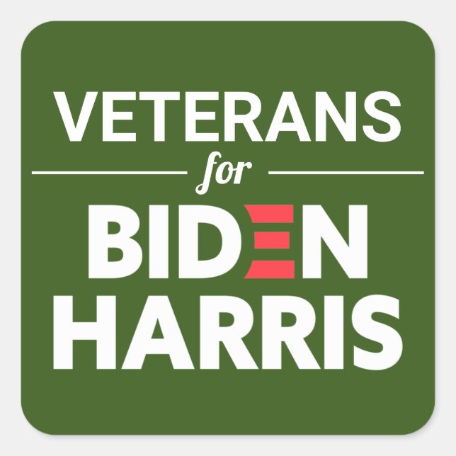 Veteranen für Biden Harris Custom Text Green Quadratischer Aufkleber (Vorderseite)