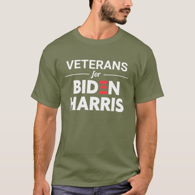 Veteranen für Biden Harris Custom Text Green T-Shirt (Vorderseite)