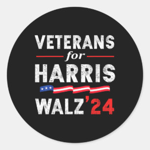 Veteranen für Harris Waltz 2024 Wahl Abstimmung bl Runder Aufkleber