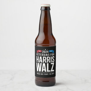 Veteranen für Harris Walz 2024 Präsidentschaftswah Bierflaschenetikett
