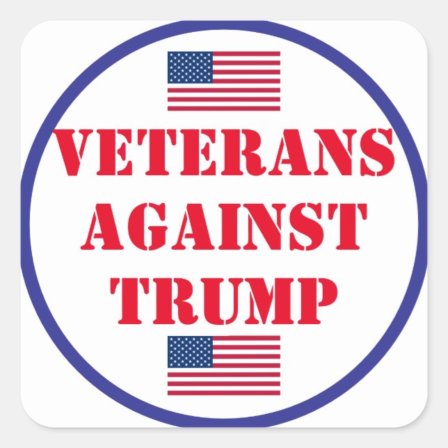 Veteranen gegen Trump Quadratischer Aufkleber (Vorderseite)