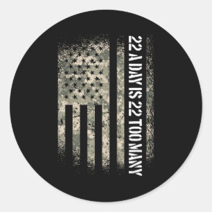 Veteranen-Selbstmord-Bewusstsein USA-Flagge 22 Am Runder Aufkleber