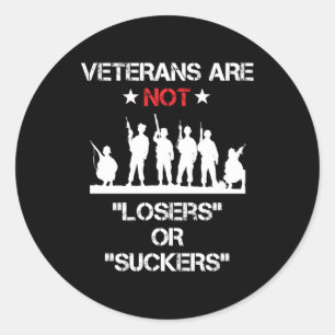 Veteranen sind keine Verlierer oder Sucker Runder Aufkleber