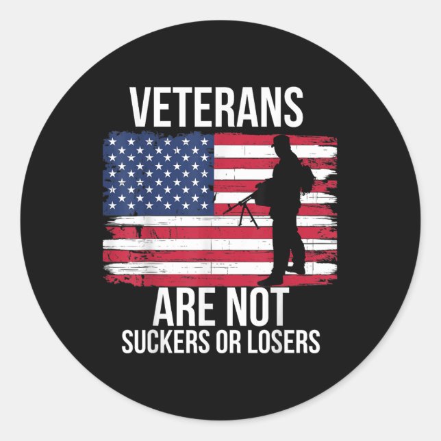 Veteranen sind nicht Sucker oder Verlierer Biden 2 Runder Aufkleber (Vorderseite)