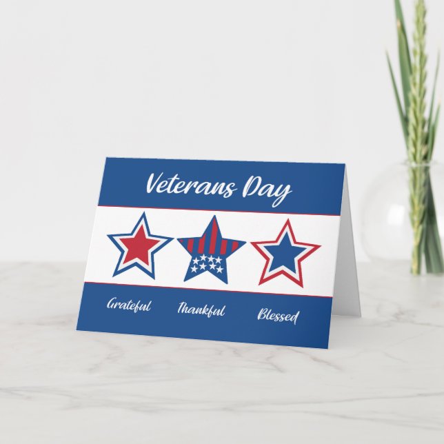Veteranen Tag Dankbarkeit und gesegnete Patriotisc Karte (Vorderseite)