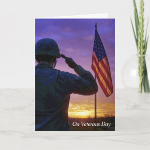 Veteranen-Tag Grüßender amerikanischer Soldat  Karte