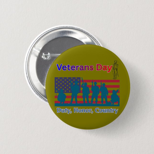 Veteranen-Tag Olive Button (Vorne & Hinten)