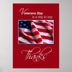 Veteranen-Tag Patriotische amerikanische Flagge Da Poster