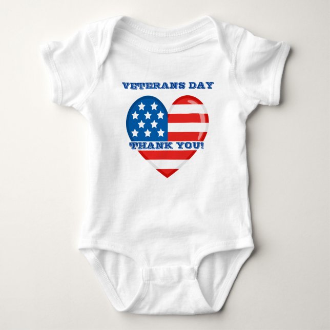 Veteranen-Tagesbaby-Jersey-Bodysuit Baby Strampler (Vorderseite)