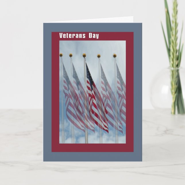 Veteranen-Tageskarte mit fünf Flaggen Karte (Vorderseite)