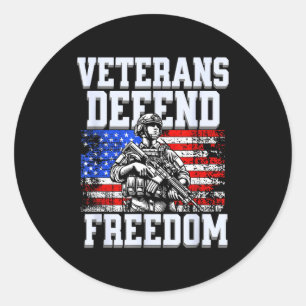 Veteranen verteidigen die Freiheit, US-patriotisch Runder Aufkleber
