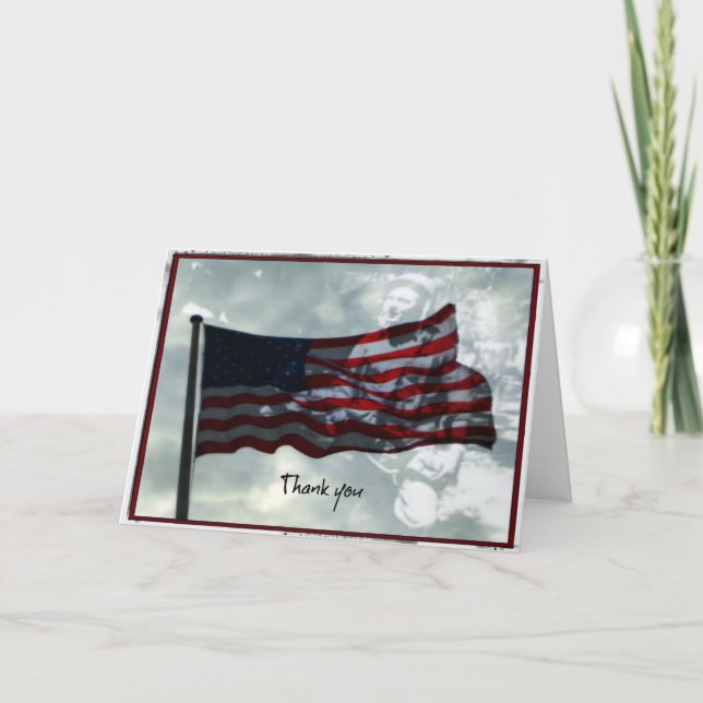 Veteranentag, amerikanische Flagge und Zweiter Wel Dankeskarte (Vorderseite)
