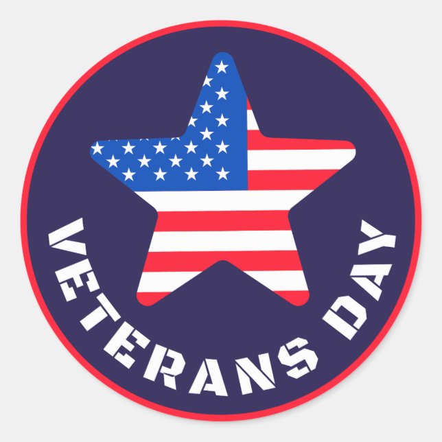 Veteranentag Runder Aufkleber (Vorderseite)