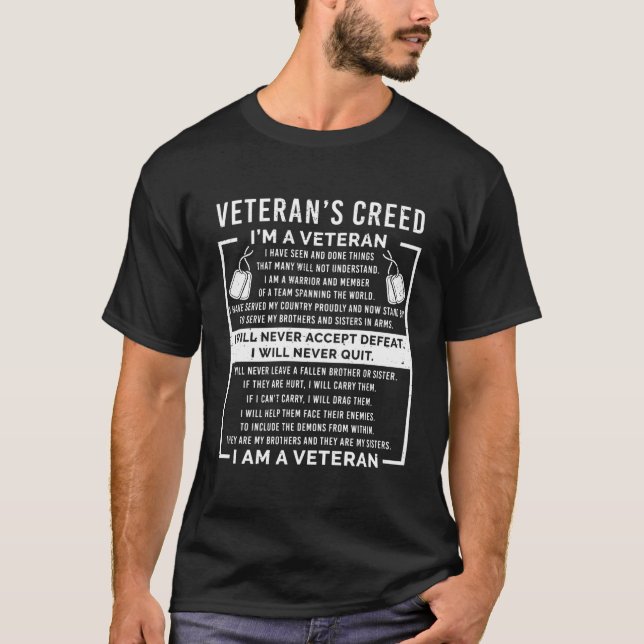 Veterans Creed Patriot War US Oath Opa T-Shirt (Vorderseite)