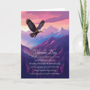 Veterans Day Amerikanischer Adler und violette Ber Feiertagskarte