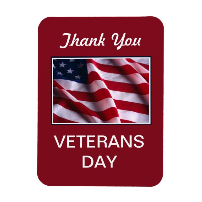 Veterans Day Celebration, Flag on Red Magnet (Vertikal)