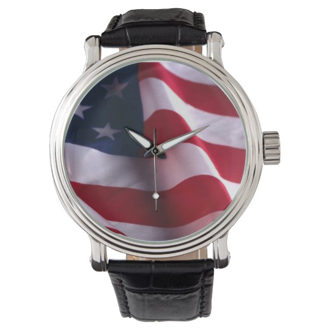 Veteran's Day Danke, Patriotic American Flag Armbanduhr (Vorderseite)