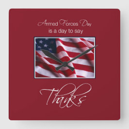 Veteran's Day Danke, Patriotic American Flag Quadratische Wanduhr