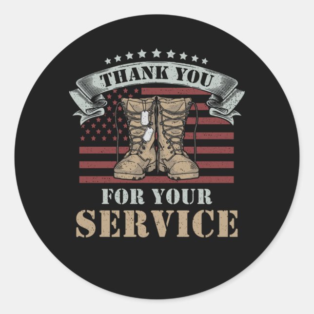 Veterans Day Gift Vielen Dank für Ihren Service Runder Aufkleber (Vorderseite)