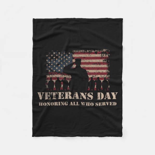 Veterans Day Honoring All Who Served Patriotic Fla Fleecedecke (Vorderseite)