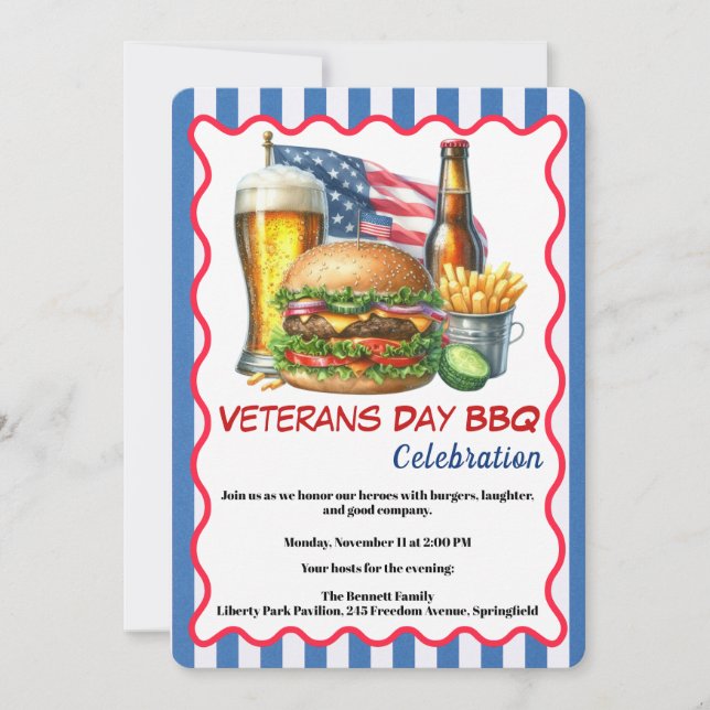 Veterans Day Invitation | Honoring Heroes BBQ Einladung (Vorderseite)
