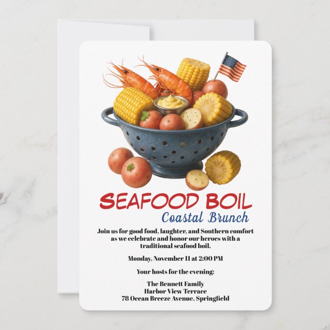 Veterans Day Invitation | Seafood Boil Celebration (Devant)