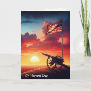 Veterans Day Kriegskanone und amerikanische Flagge Karte