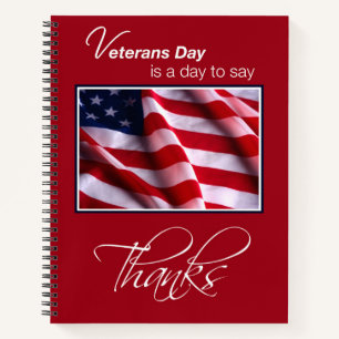 Veterans Day Patriotic American Flag Danke an Red Notizbuch