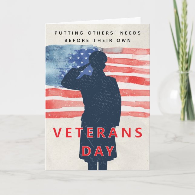 Veterans Day Patriotic Theme Salute and U.S. Flag Karte (Vorderseite)