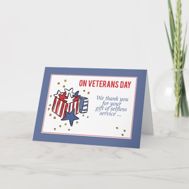 Veterans Day Patriotism Vielen Dank Geschenkboxen  Dankeskarte (Vorderseite)